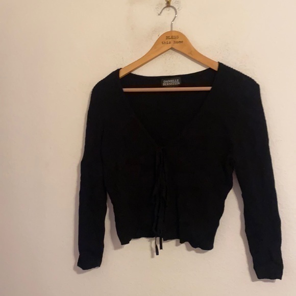 DANIELLE BERNSTEIN SOLID BLACK SWEATER LARGE - Picture 1 of 3